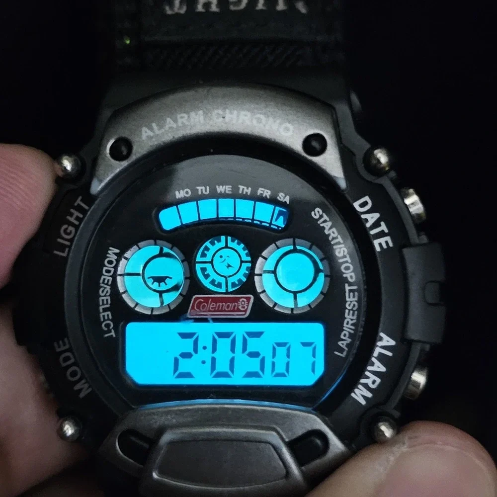 Coleman Digital Sports Watch Men's‎ 44MM Black Nylon Strap New Battery
